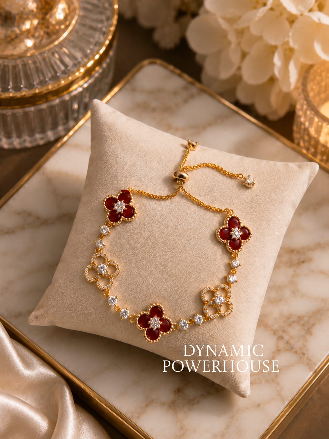 Red Clover Leaf Bracelet