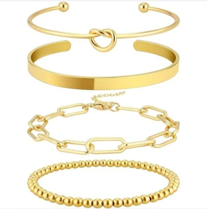 Women's 4 Piece Gold Plated Bangle Set
